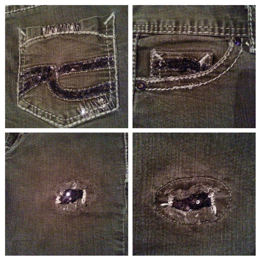 Maurices Black Embelished Skinny Jeans Distressed - Picture 7 of 8